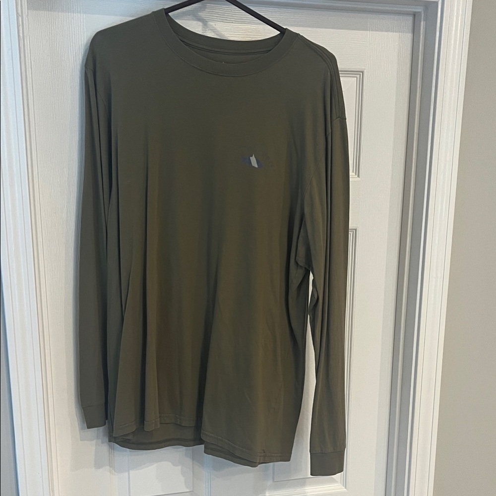 Men's Fish Hippie Olive Green Long Sleeve Shirt XL